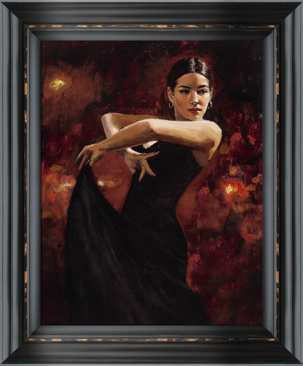 Colours of Flamenco Red Framed Canvas on Board by Artist Fabian Perez