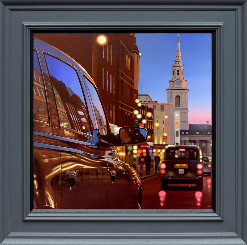 London Dusk Reflection Framed Canvas Print on Board by Artist Neil Dawson