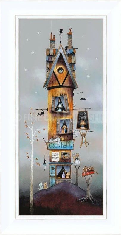 A Purrfect Life Signed Framed Limited Edition Print on Board by Artist Gary Walton