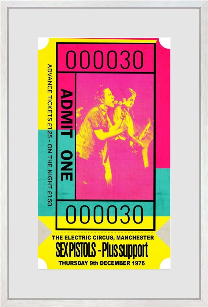 Admit One - Sex Pistols Framed Limited Edition Print on Paper by Artist Linda Charles