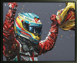 Alonso Spain 2013 Framed Limited Edition Embellished Print on Canvas by Artist Paul Oz