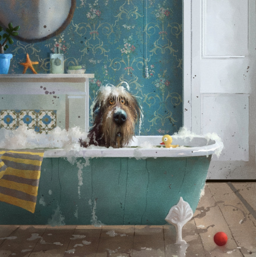 Bath Time Mounted Print on Paper by Artist Stephen Hanson