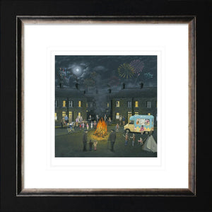 Bonfire Lights Framed Print on Paper by Artist Leigh Lambert