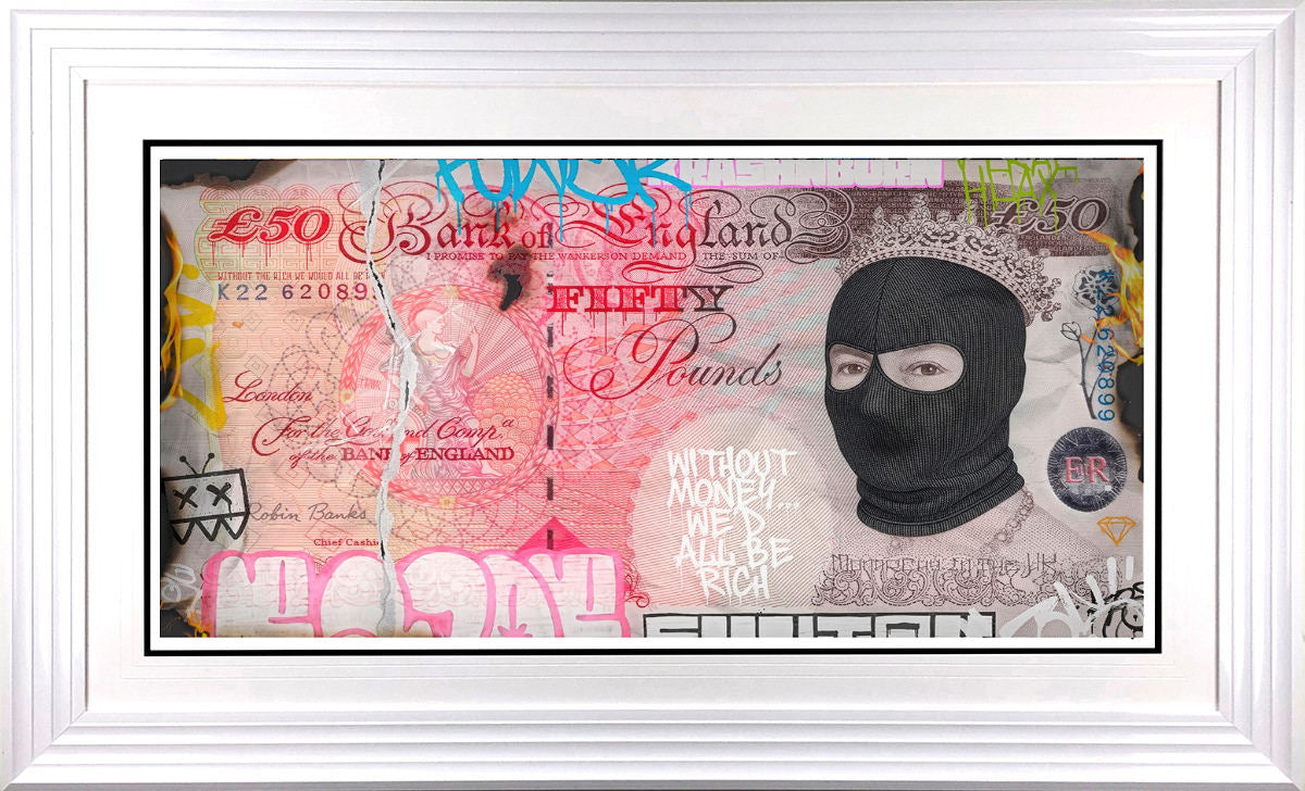 Burning A Hole In Your Pocket Signed Framed Limited Edition Print on Paper by Artist JJ Adams