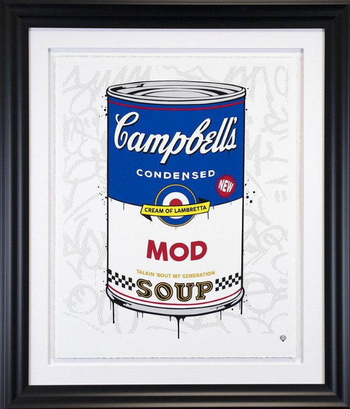 Campbells Mod Soup Framed Print on Paper by Artist JJ Adams