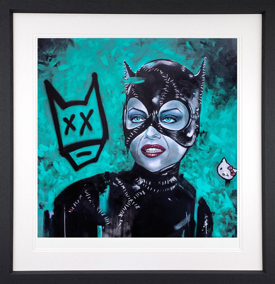 Cat Woman Framed Paper Edition by Artist Mr J