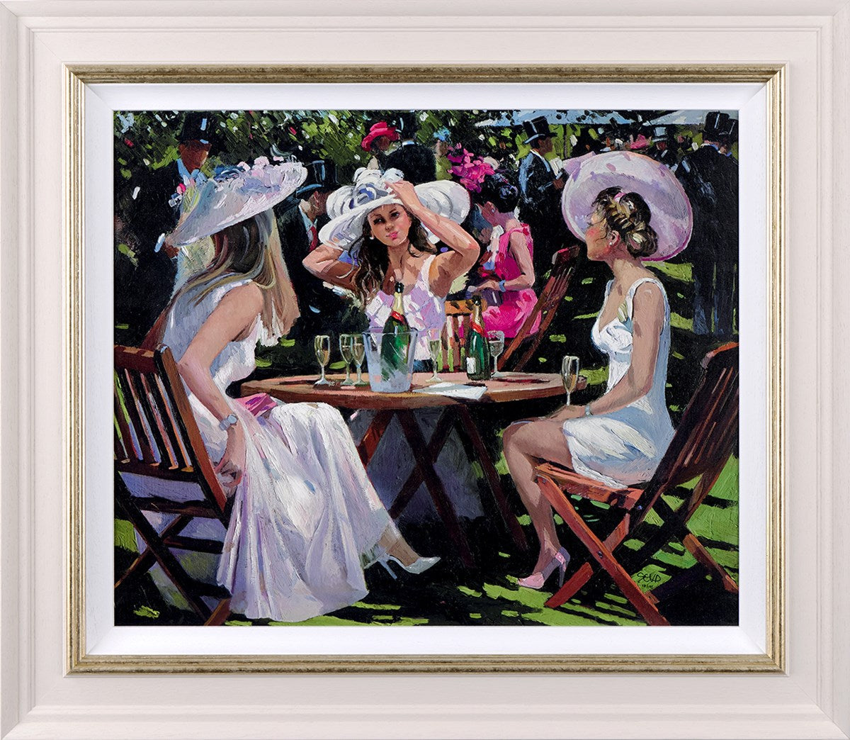Champagne At Ascot Framed Limited Edition Canvas on Board by Artist Sherree Valentine-Daines