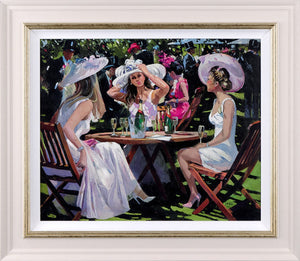 Champagne At Ascot Framed Limited Edition Canvas on Board by Artist Sherree Valentine-Daines