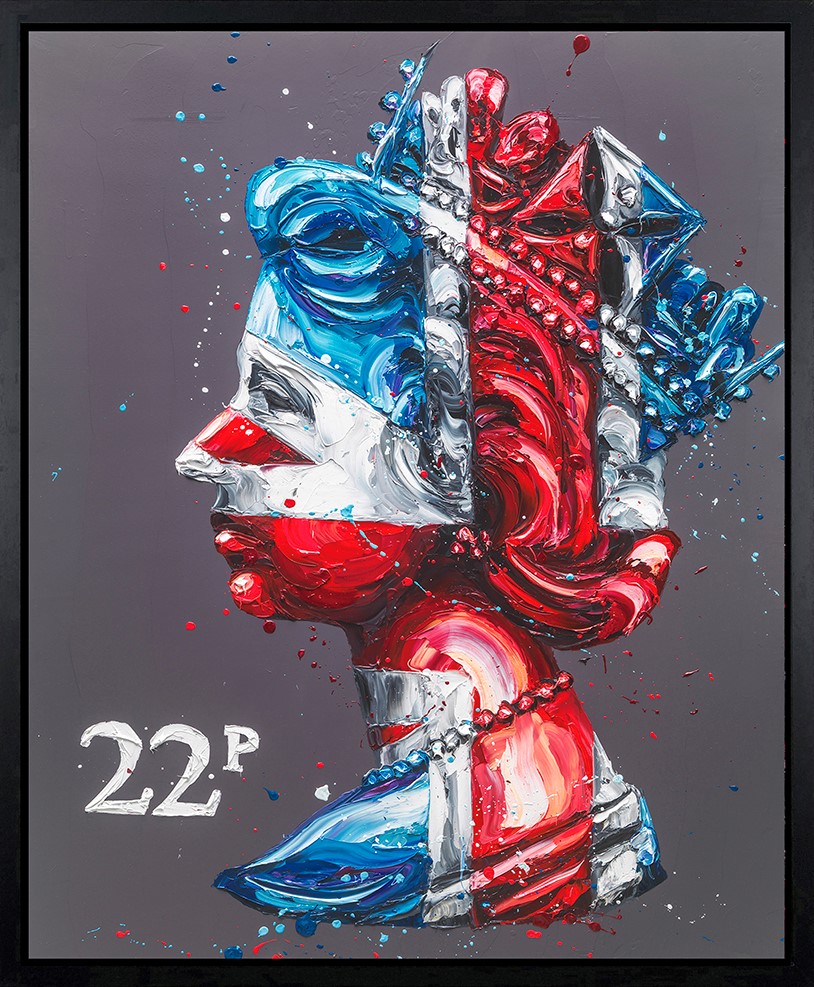 Commemorative Queen 2022 Framed Print on Canvas by Artist Paul Oz