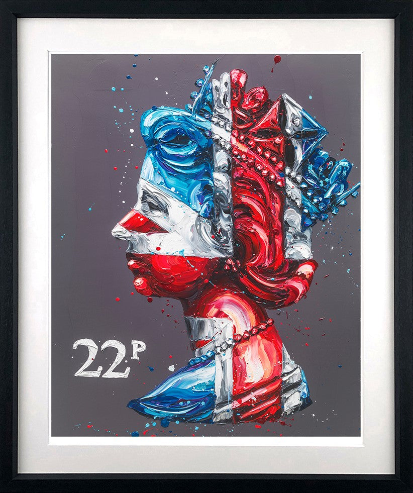 Commemorative Queen 2022 Framed Print on Paper by Artist Paul Oz