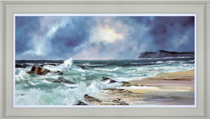 Crashing Waves Framed Canvas on Board by Artists Philip Gray