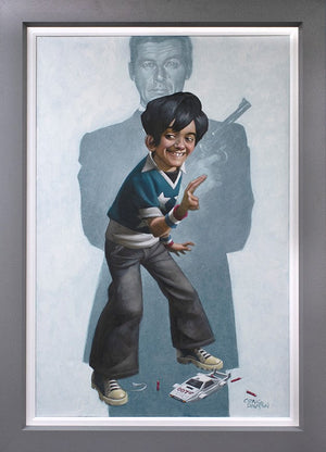 Dan With The Golden Gun Framed Canvas on Board by Artist Craig Davison