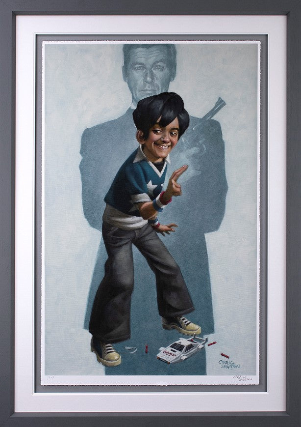 Dan With The Golden Gun Framed Print on Paper by Artist Craig Davison