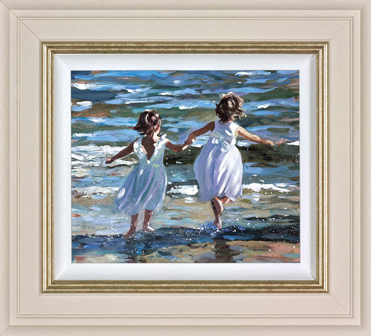 Dancing In The Surf Framed Limited Edition Canvas on Board by Artist Sherree Valentine-Daines