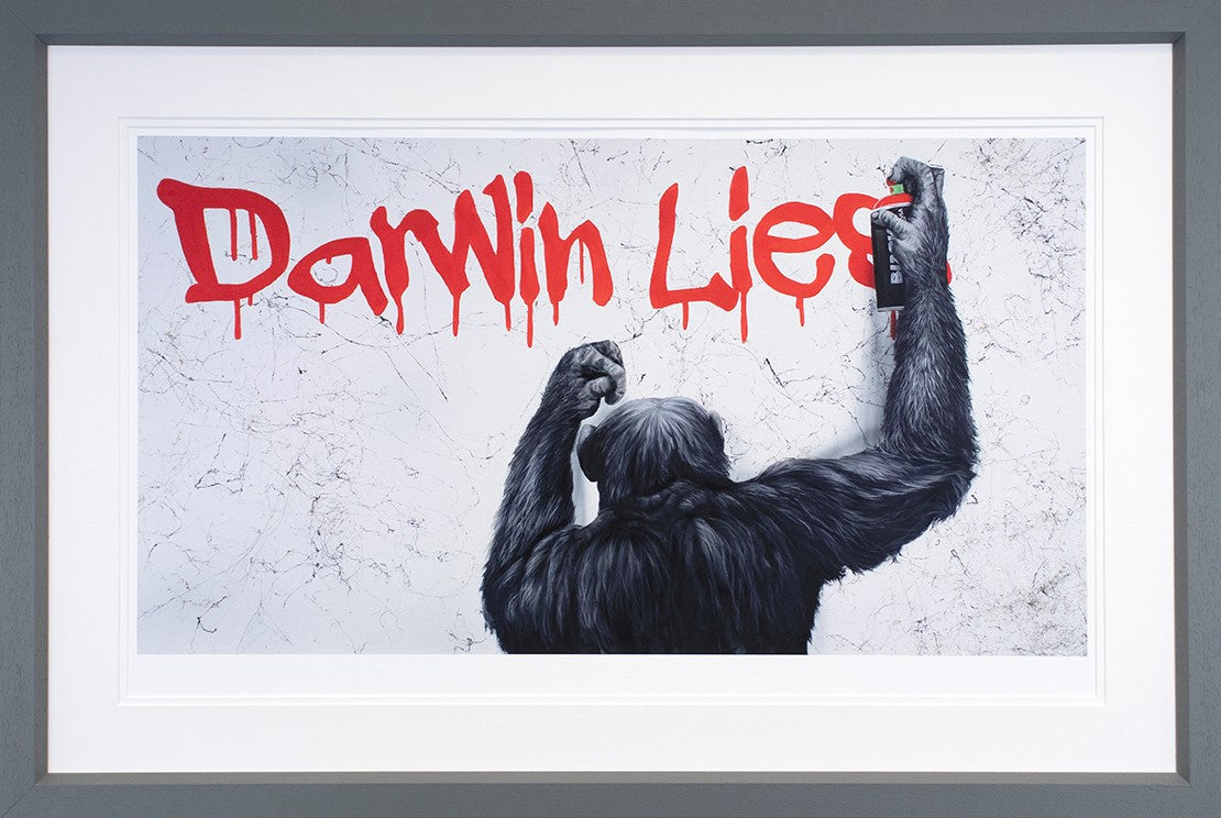 Darwin Lies Framed Print on Paper by Artist Dean Martin (The Mad Artist)