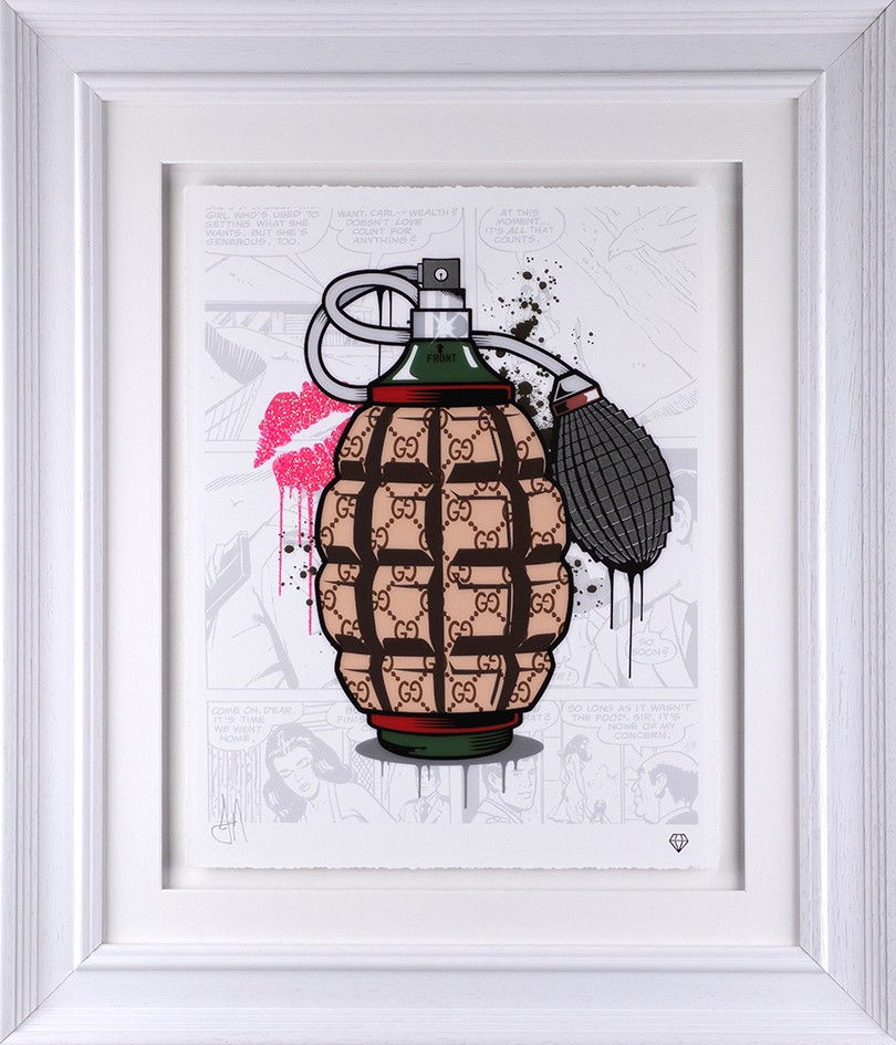 Designer Grenade - Gucci Framed Print on Paper by Artist JJ Adams