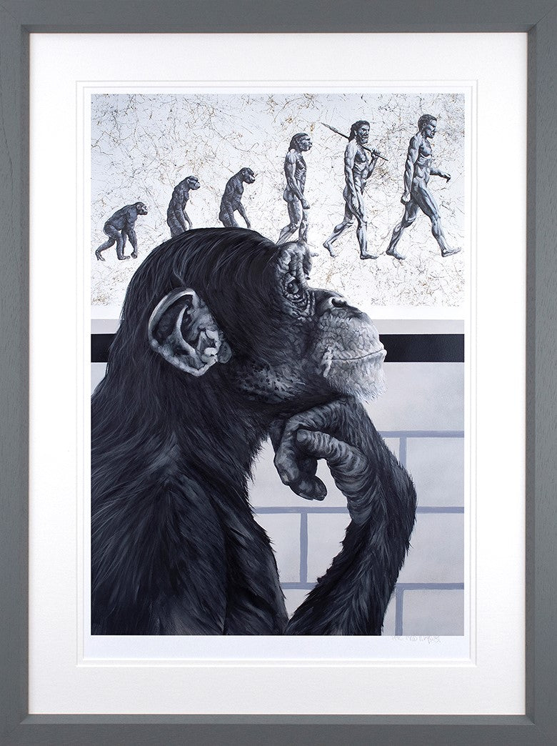 Devolution of Evolution Framed Print on Paper by Artist Dean Martin (The Mad Artist)