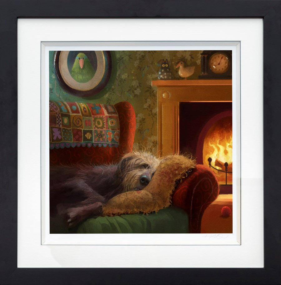 Dog Tired Framed Print on Paper by Artist Stephen Hanson