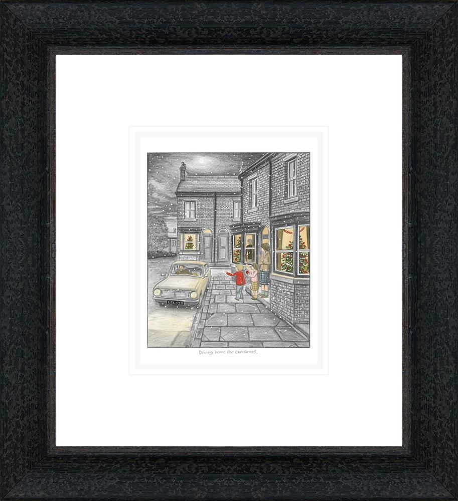 Driving Home For Christmas Signed Framed Limited Edition Print on Paper by Artist Leigh Lambert