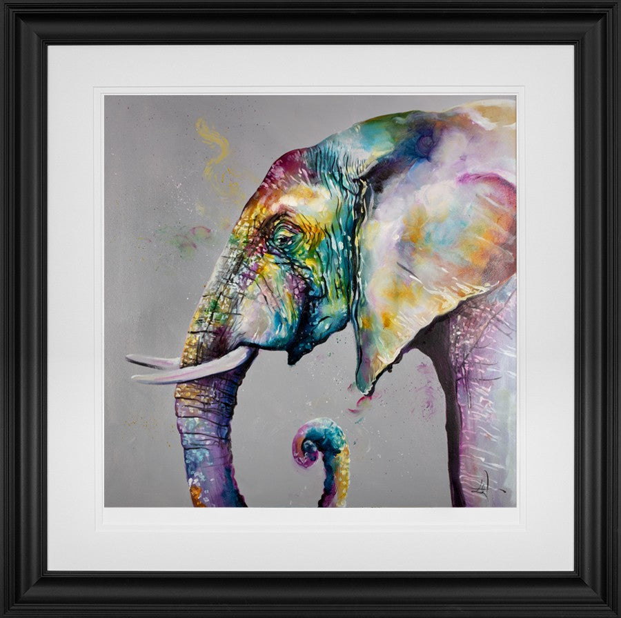 Elephas Framed Print on Paper by Artist Katy Jade Dobson