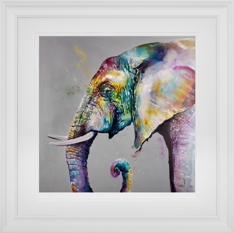 Elephas Framed Print on Paper by Artist Katy Jade Dobson