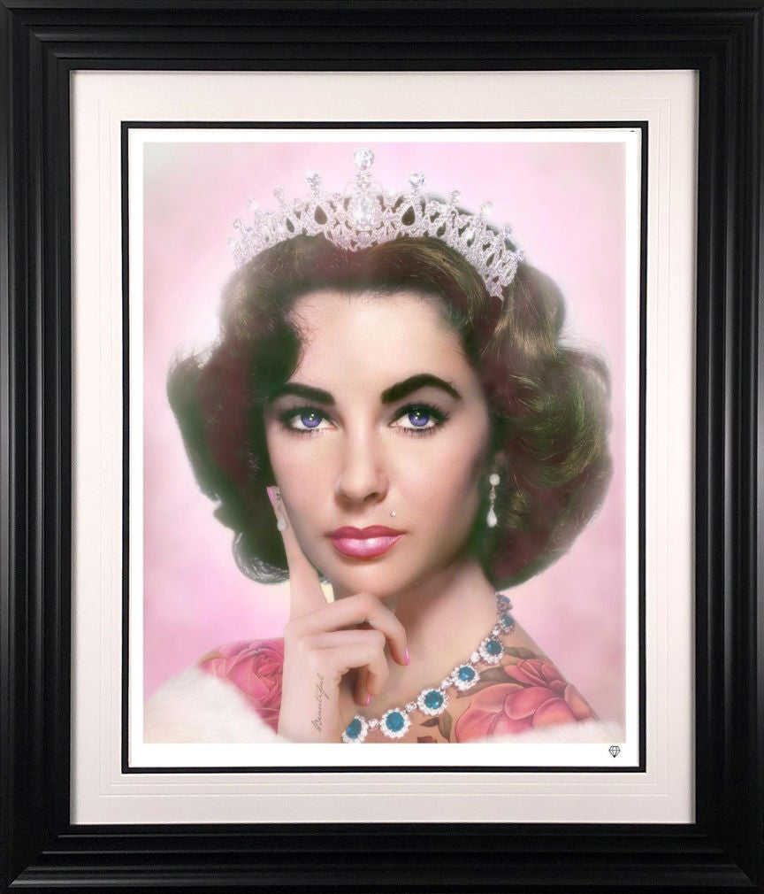 Elizabeth Taylor Colour Framed Print on Paper by Artist JJ Adams