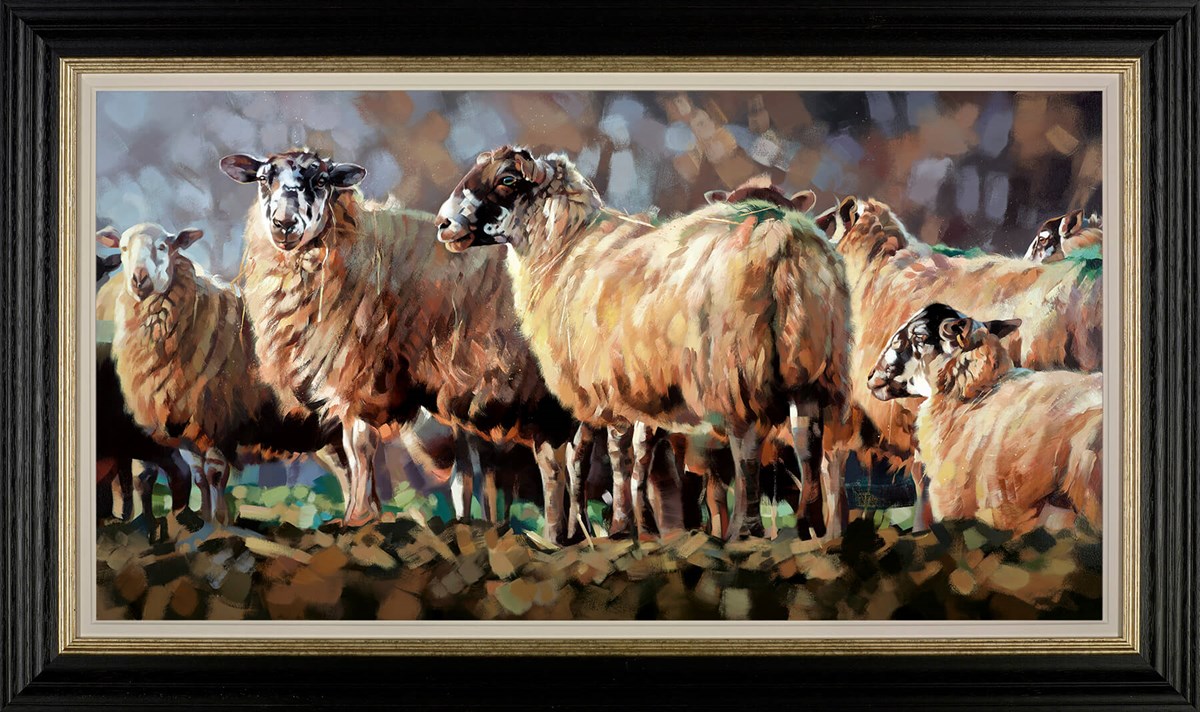 Evening Flock Framed Canvas on Board by Artist Debbie Boon