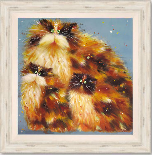 Family Purrtrait Framed Canvas on Board by Artist Kim Haskins