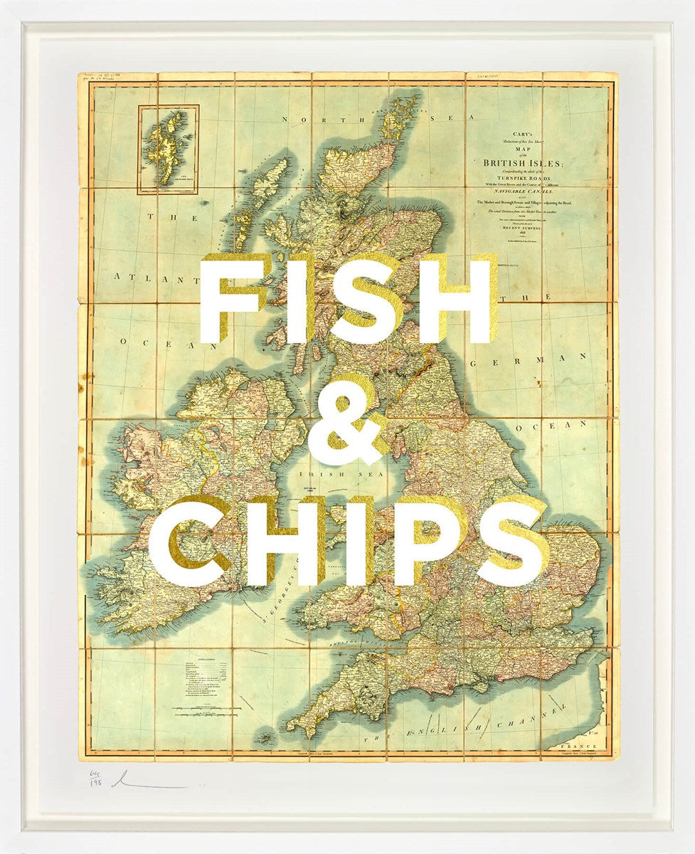 Fish and Chips Framed Signed Limited Edition Print on Paper by Artist The Real Hackney Dave