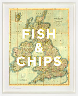 Fish and Chips Framed Signed Limited Edition Print on Paper by Artist The Real Hackney Dave