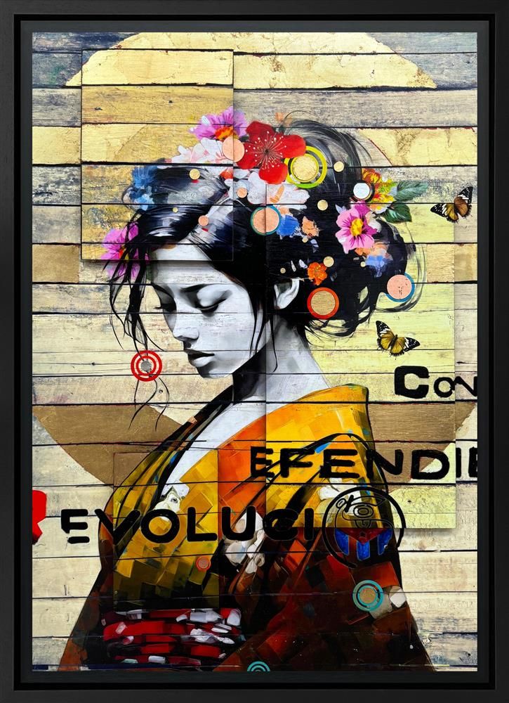 Golden Layered Framed Mixed Media Print on Canvas By Artist Gareth Tristan Evans