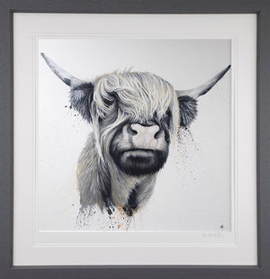 Highland Cow Framed Print on Paper by Artist Dean Martin (The Mad Artist)