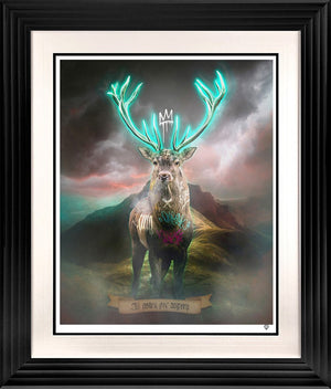 Highland Hunk - Turquoise Framed Print on Paper by Artist JJ Adams