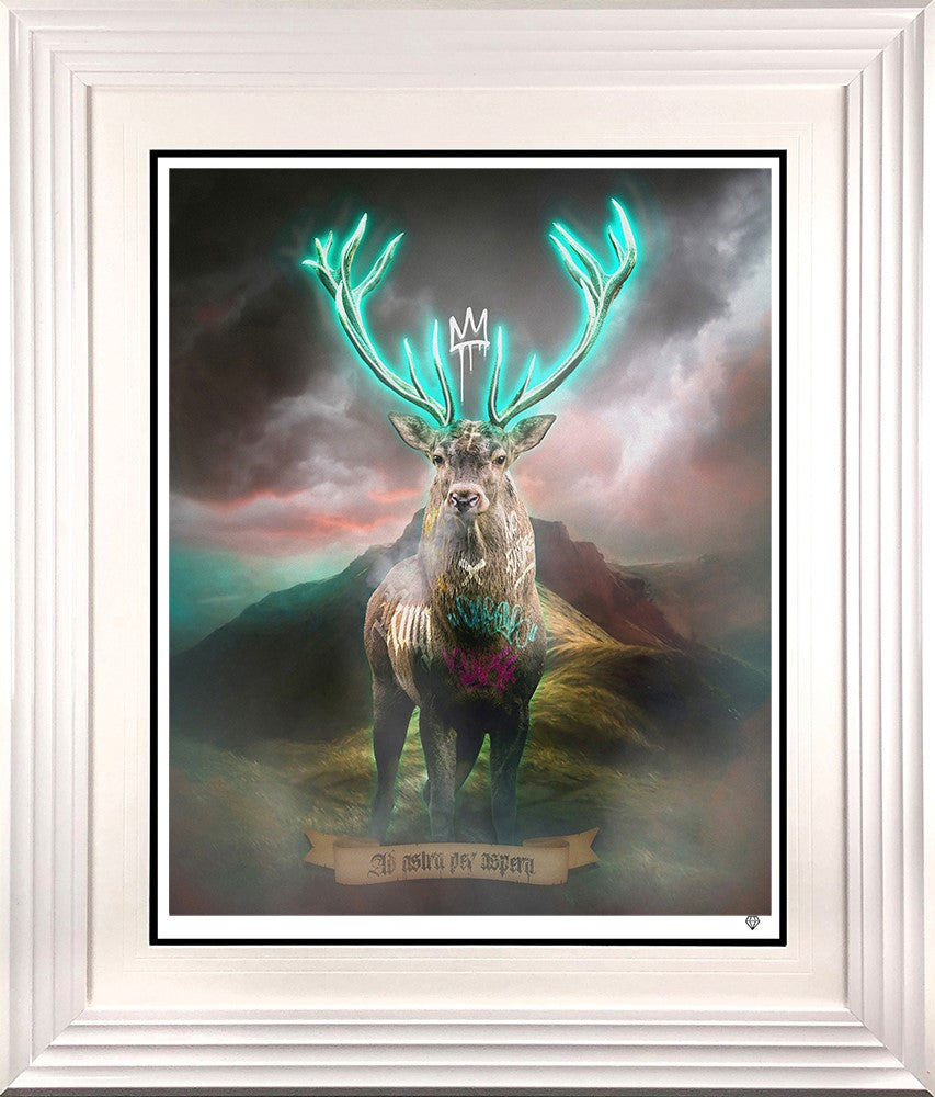 Highland Hunk - Turquoise Framed Print on Paper by Artist JJ Adams