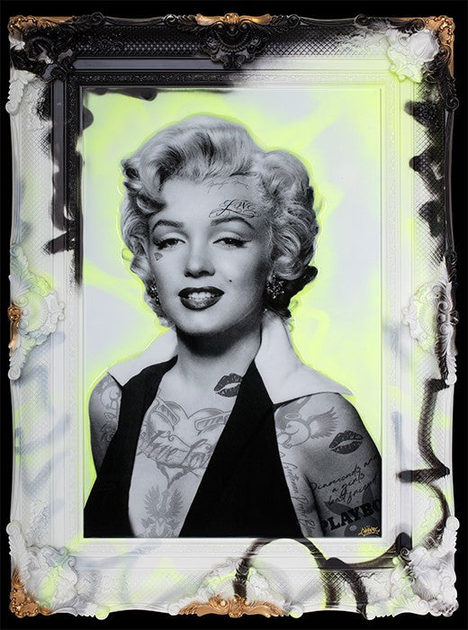 Imperfection Is Beauty - Monroe Lime Framed Mixed Media Print on Board By Artist Ghost