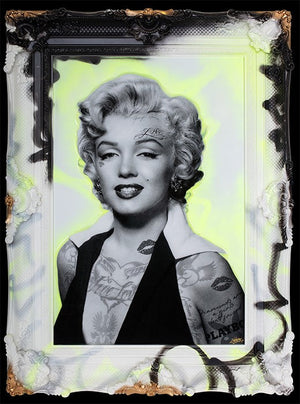 Imperfection Is Beauty - Monroe Lime Framed Mixed Media Print on Board By Artist Ghost