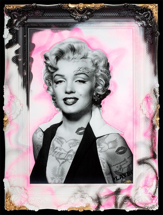 Imperfection Is Beauty - Monroe Pink & White Framed Mixed Media Print on Board By Artist Ghost