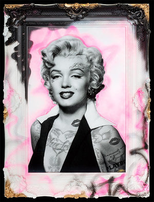 Imperfection Is Beauty - Monroe Pink & White Framed Mixed Media Print on Board By Artist Ghost