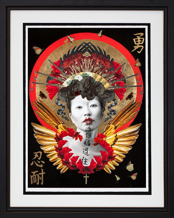 Inner-City Geisha of Samurai Framed Print on Paper by Artist Louise Hutton