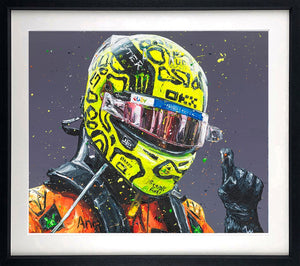 Lando First Win - Miami Framed Print on Paper by Artist Paul Oz