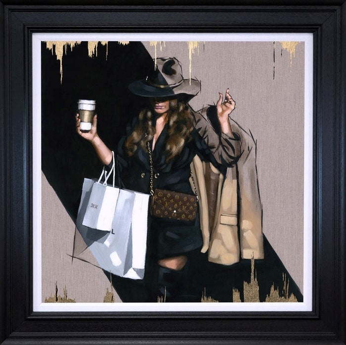 Latte To Go Framed Hand Finished Print on Board by Artist Richard Blunt