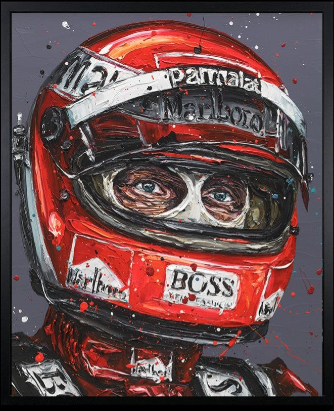 Lauda 86 Framed Limited Edition Embellished Print on Canvas by Artist Paul Oz