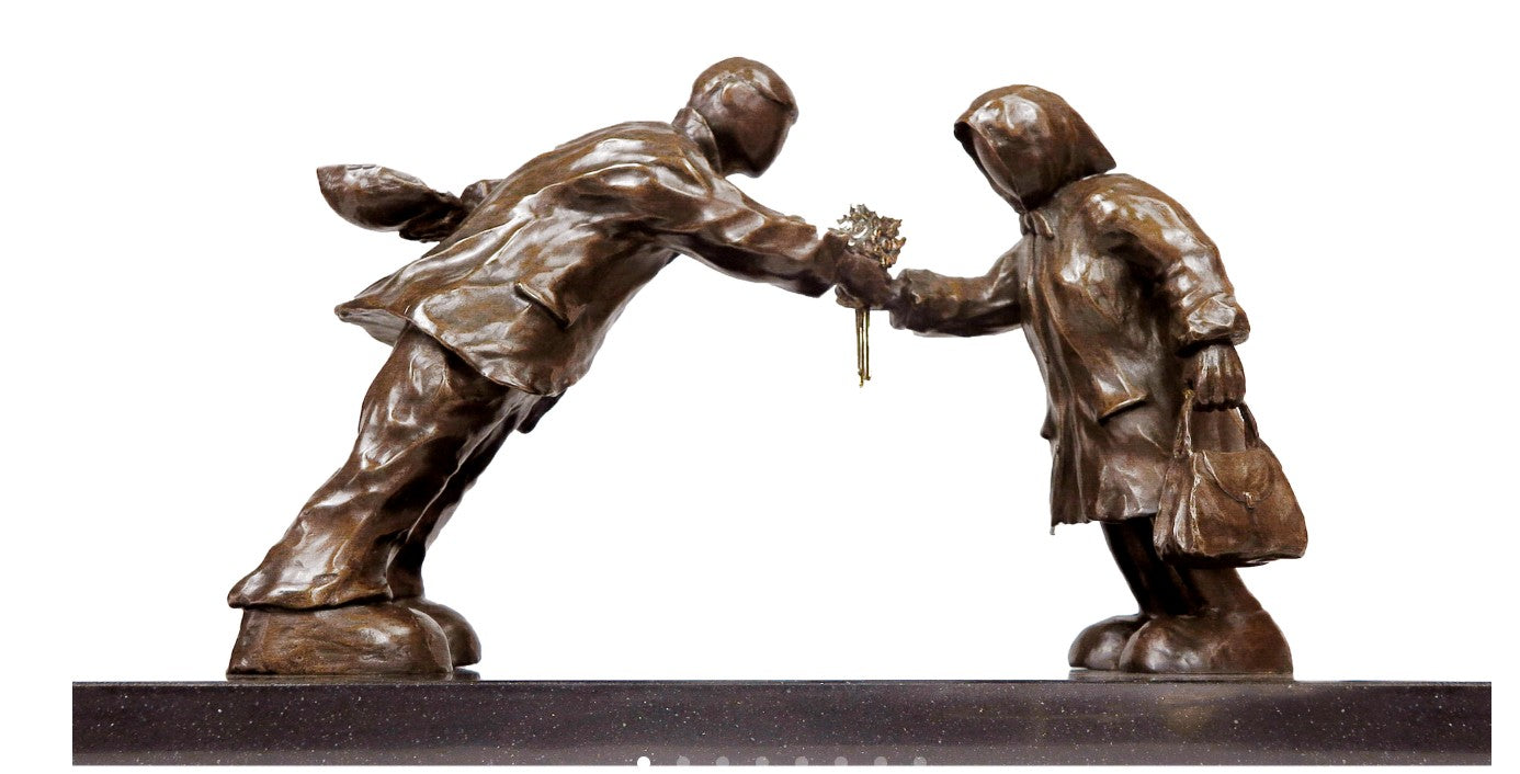 Leaning In For Love Limited Edition Bronze Sculpture by Artist Mackenzie Thorpe 