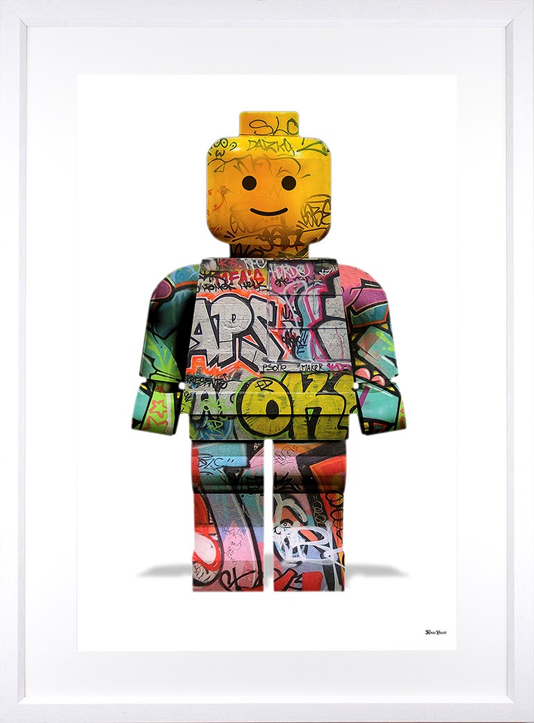 Lego Man Framed Print on Paper by Artist Monica Vincent