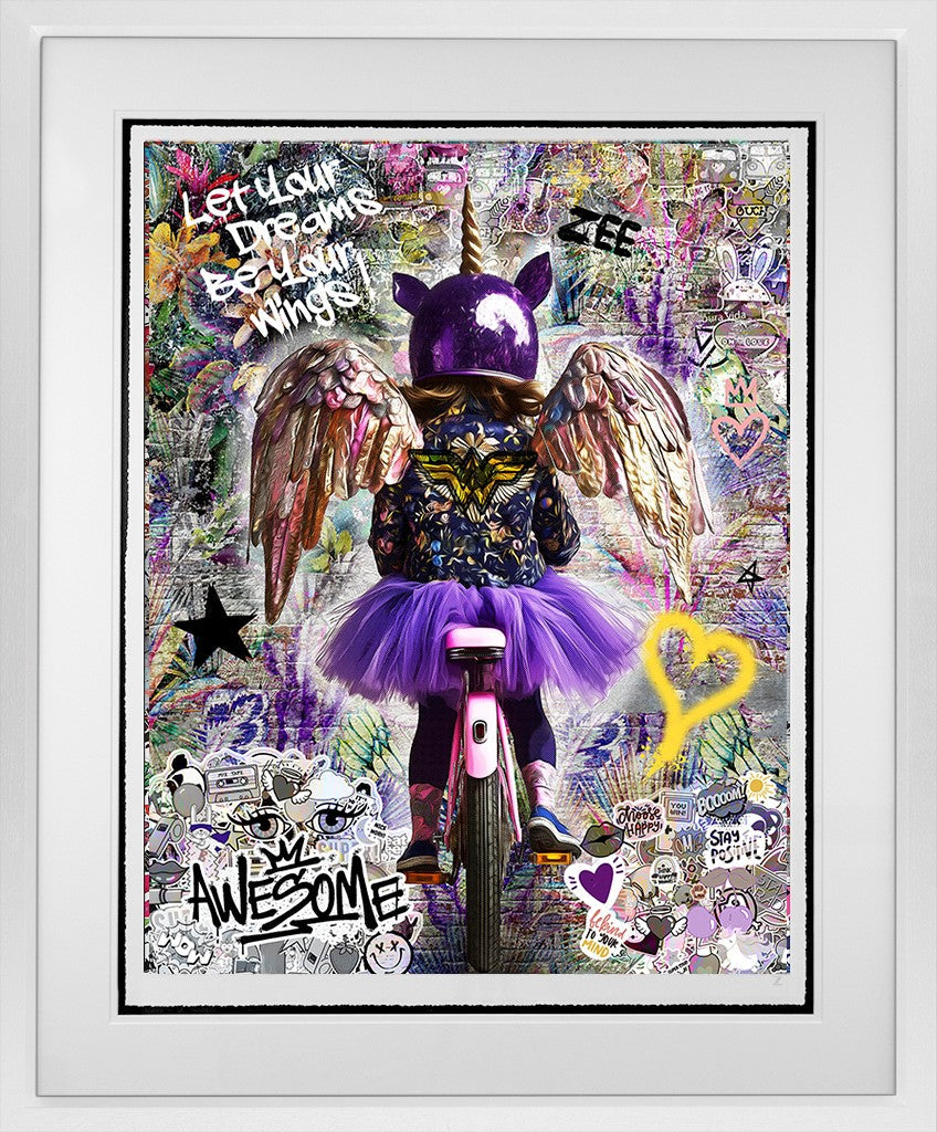 Let Your Dreams Be Your Wings Framed Print on Paper by Artist Zee