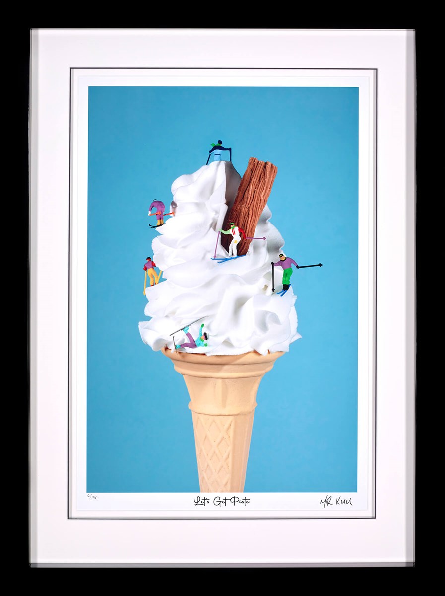Lets Get Piste Framed Limited Edition Print on Paper by Artist Mr Kuu