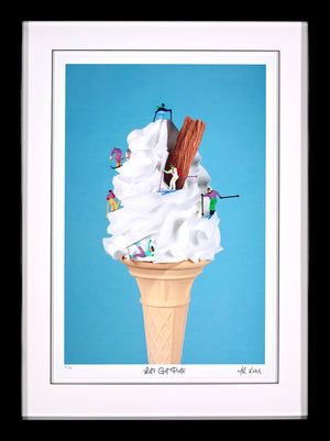 Lets Get Piste Framed Limited Edition Print on Paper by Artist Mr Kuu