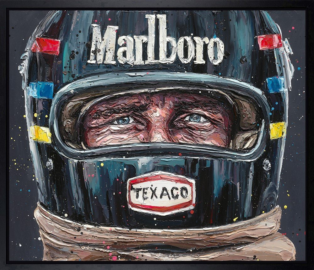 Lets Race (James Hunt) Framed Print on Canvas by Artist Paul Oz