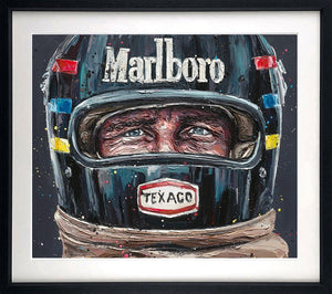 Lets Race (James Hunt) Framed Print on Paper by Artist Paul Oz