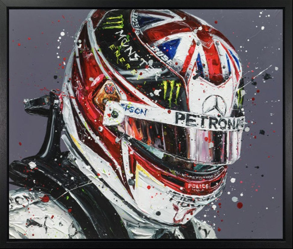 Lewis Hamilton 2019 Framed Limited Edition Embellished Print on Canvas by Artist Paul Oz